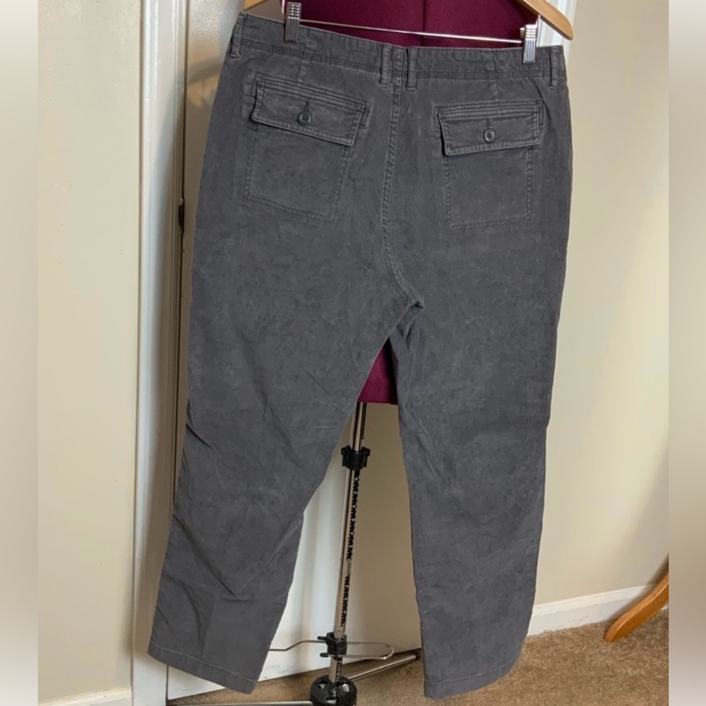 NWOT L.L. Bean Favorite Fit Corduroy Gray Trousers Straight Leg Women 14